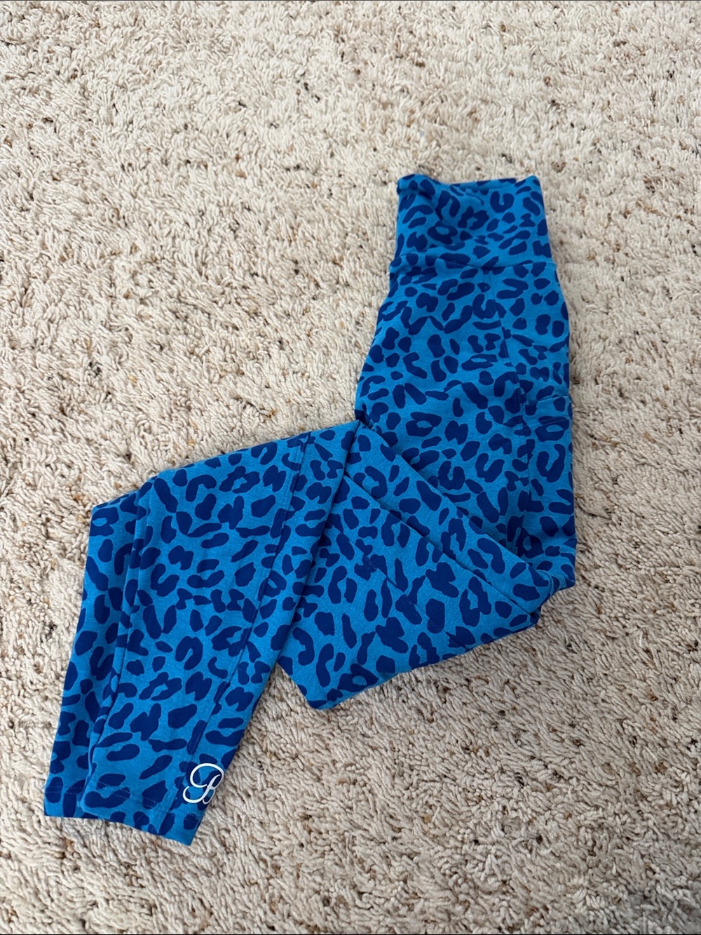 Blue Leopard Print High-Waist Active Leggings - Picture 3 of 3